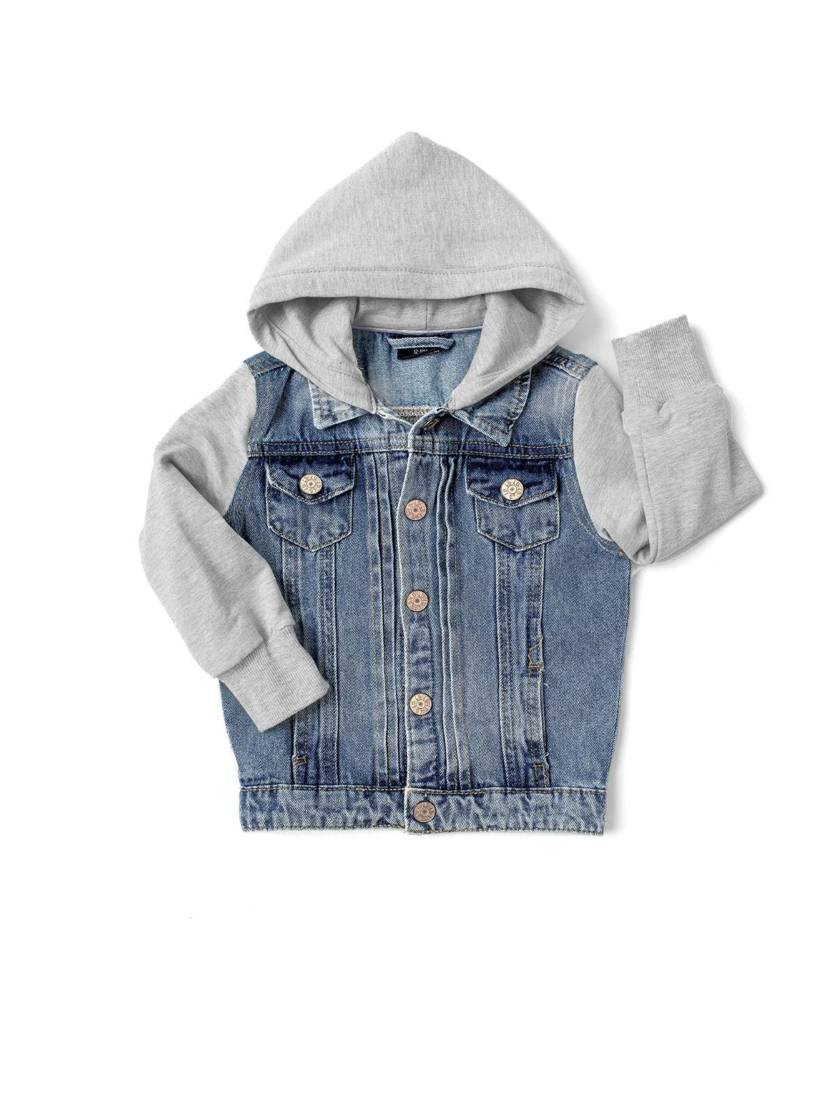 Hooded Denim Jacket- Grey