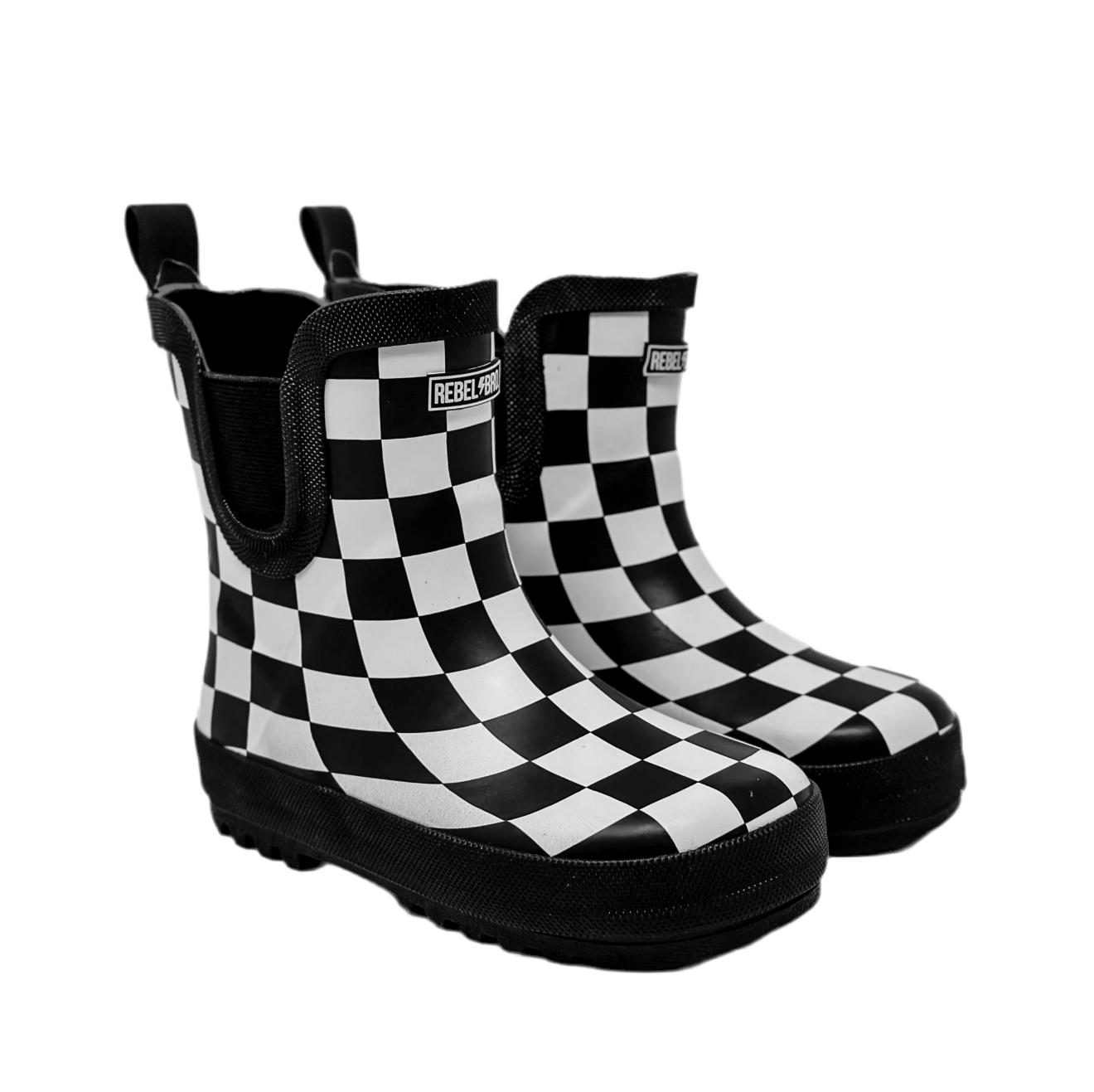 Midi Rain Boots in Black/ White Checkered