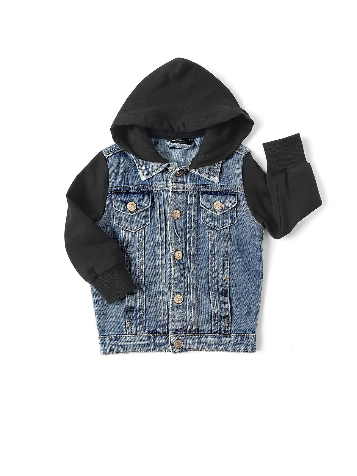 Hooded Denim Jacket- Black